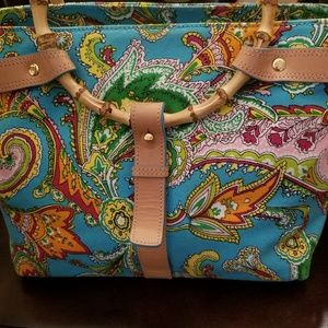Ralph Lauren tropical leather bamboo handles purse
